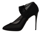 Dolce & Gabbana Black Tulle Stretch Boots Pumps Shoes