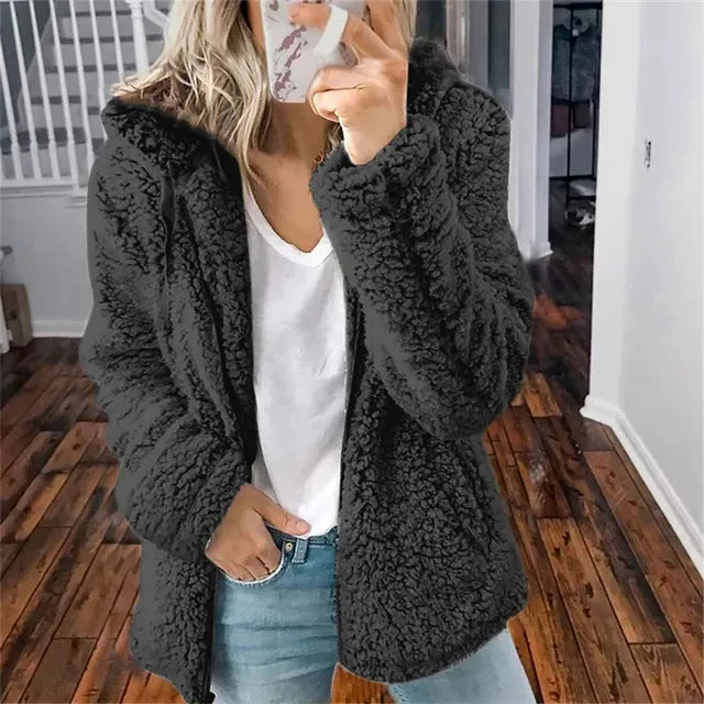 Women's Plus Size Fleece Hoodie Cardigan for Winter