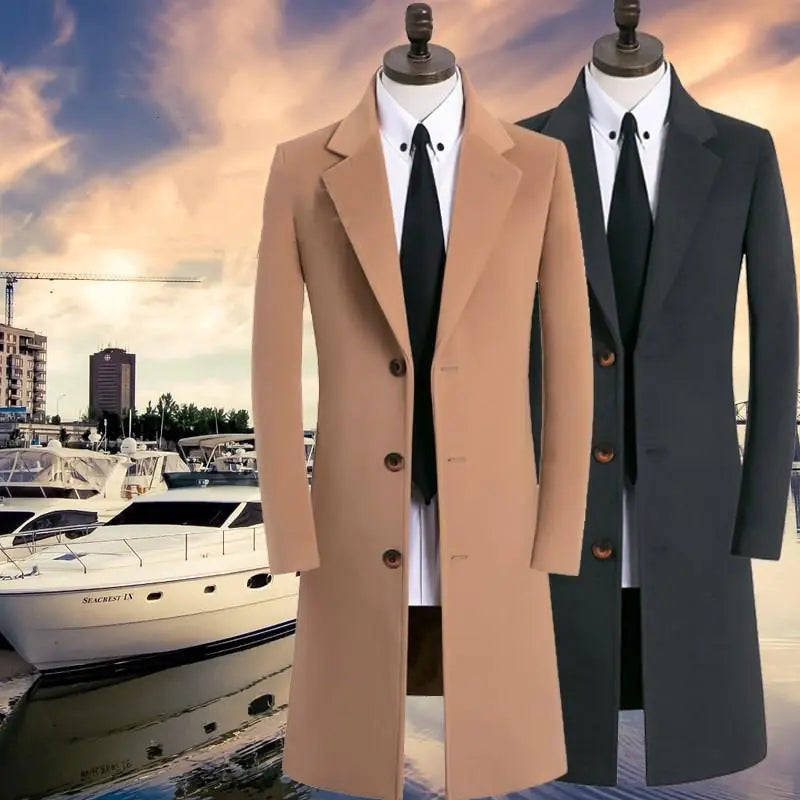Men's Stylish Medium-Length Woolen Coat