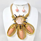 Bold Resin Wired Petal Bloom Statement Necklace: Gold,Yellow