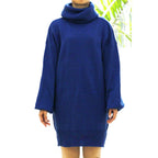 Autumn Warm Knitted Sweater Dress with Turtleneck