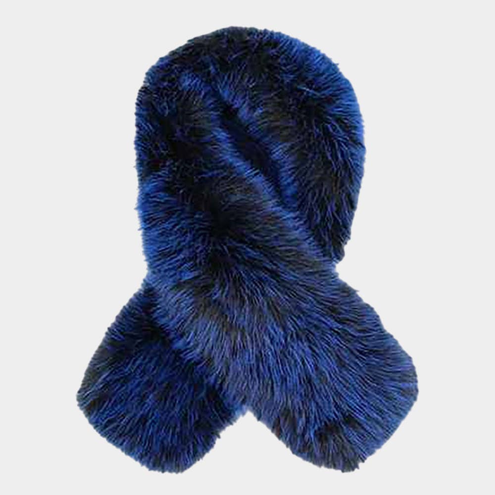 Plush Faux Fur Winter Scarf: Black