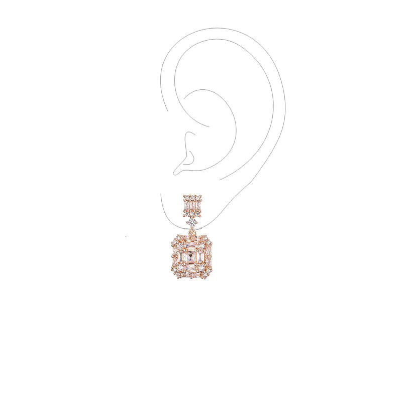 RAKOL Vintage Geometric Square Zircon Earrings for Women