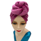 Elegant Rhinestone Studded Knot Turban Hair Wrap: Red