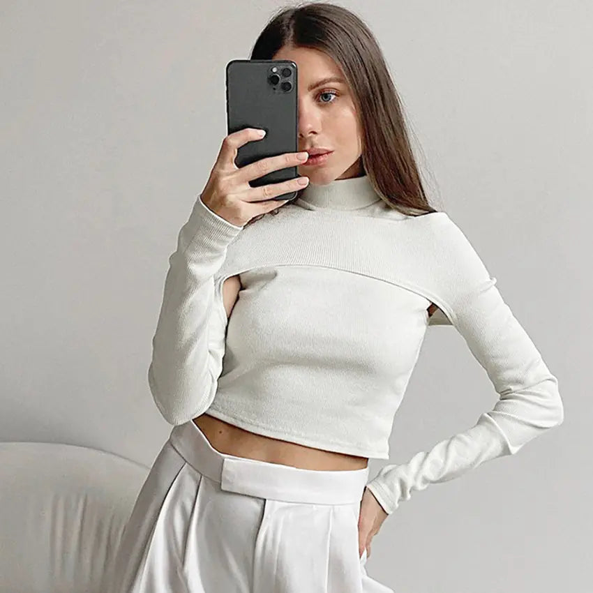 Strapless Solid Color Sexy T-shirt for Women