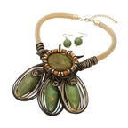 Bold Resin Wired Petal Bloom Statement Necklace: Gold,Yellow