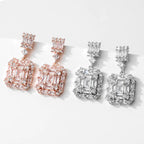 RAKOL Vintage Geometric Square Zircon Earrings for Women