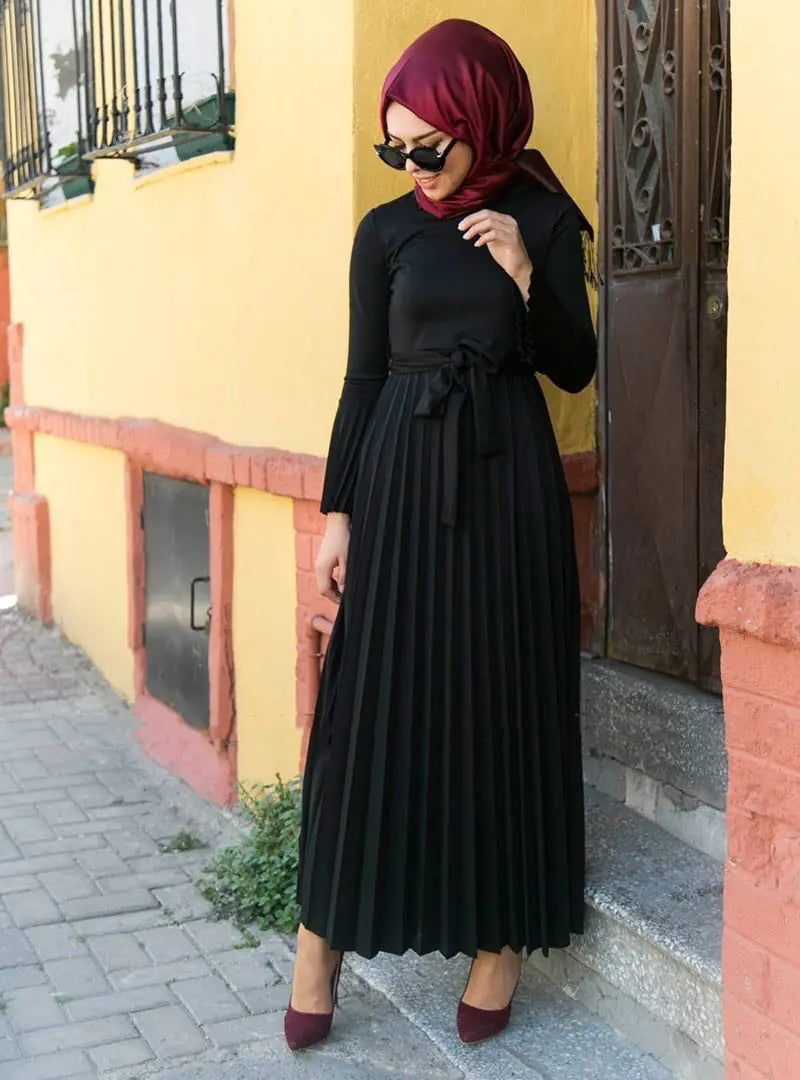 Chic Pleated Fashion Knitted Cotton Pleated Dress