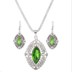 Geometric Crystal Wedding Bride Jewelry Set (Earrings & Necklace)