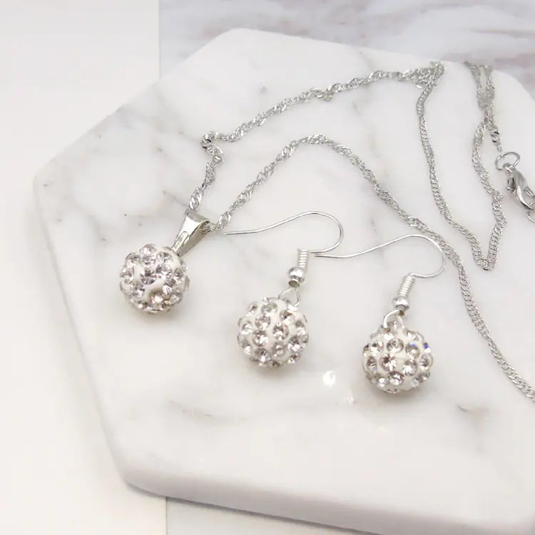 Crystal Earrings and Necklace Jewelry Set