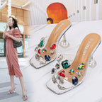 Sparkle Summer Heels With Glass Colored Diamonds