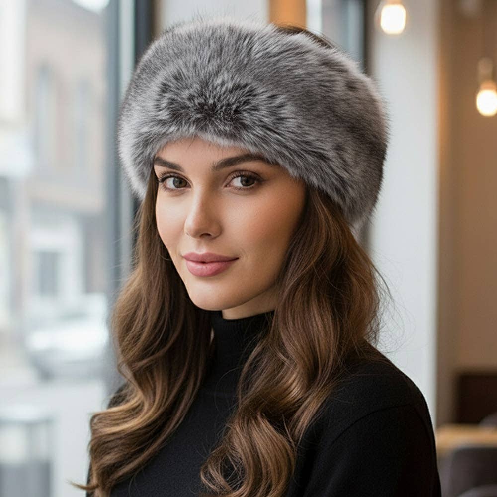 Elegant Faux Fur Winter Headband Earmuff: Mustard
