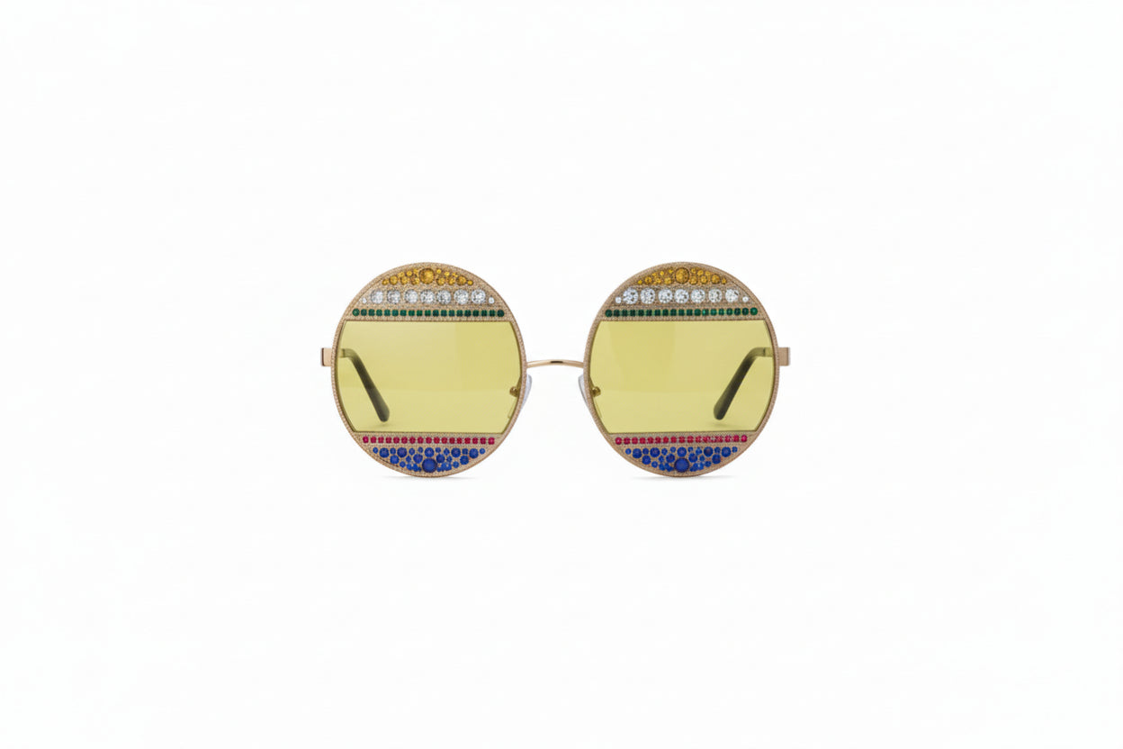 Dolce & Gabbana Gold Oval Metal Crystals Shades DG2209B Sunglasses
