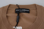 Dolce & Gabbana Beige Cashmere Crown Logo Pullover Sweater