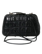 Balenciaga Black Exotic Skin Leather Shoulder Crossbody Box Clutch Bag