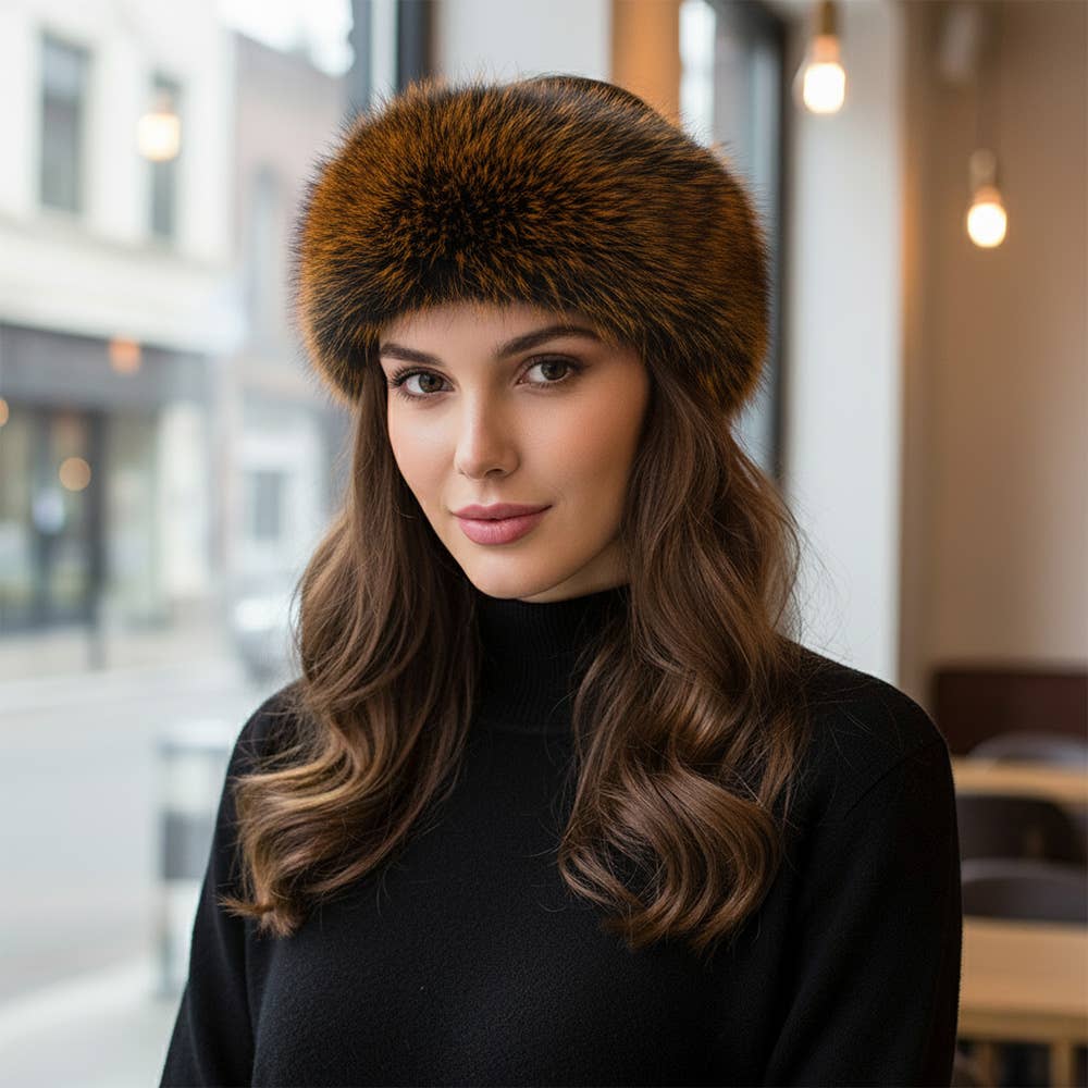 Elegant Faux Fur Winter Headband Earmuff: Orange