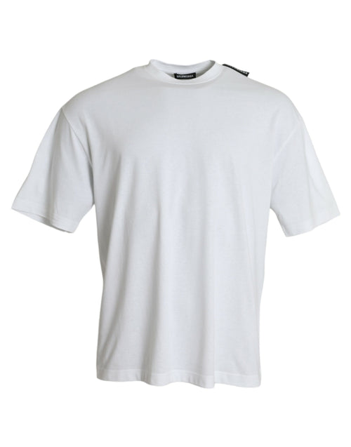 T-shirt Balenciaga z okrągłym dekoltem z bawełnianego dżerseju w kolorze złamanej bieli