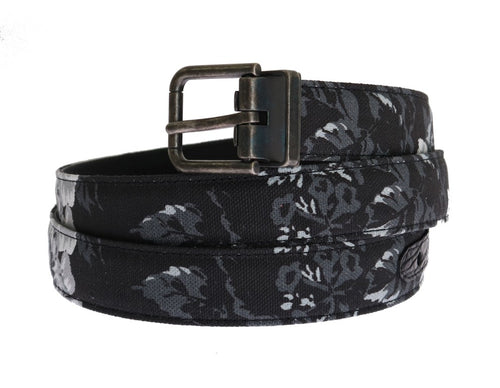 Dolce & Gabbana Czarny pasek ze skóry kajmana i lnu