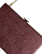 Dolce & Gabbana Maroon Leather Clutch Evening Crossbody Bag