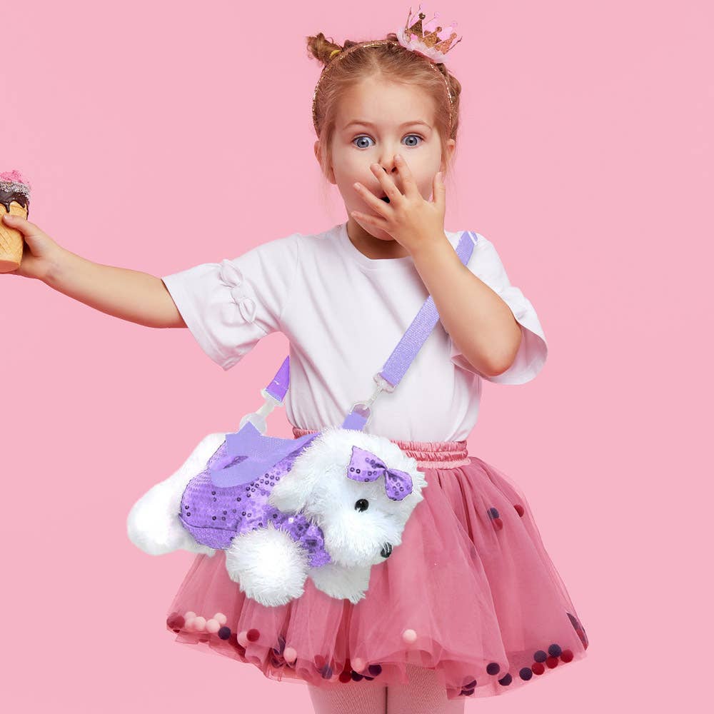 Furry Puppy Dog Doll Crossbody Bag
: Purple
