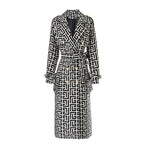 Ladies Elegant Plaid Design Coat