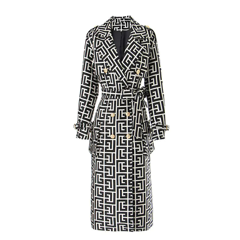 Ladies Elegant Plaid Design Coat