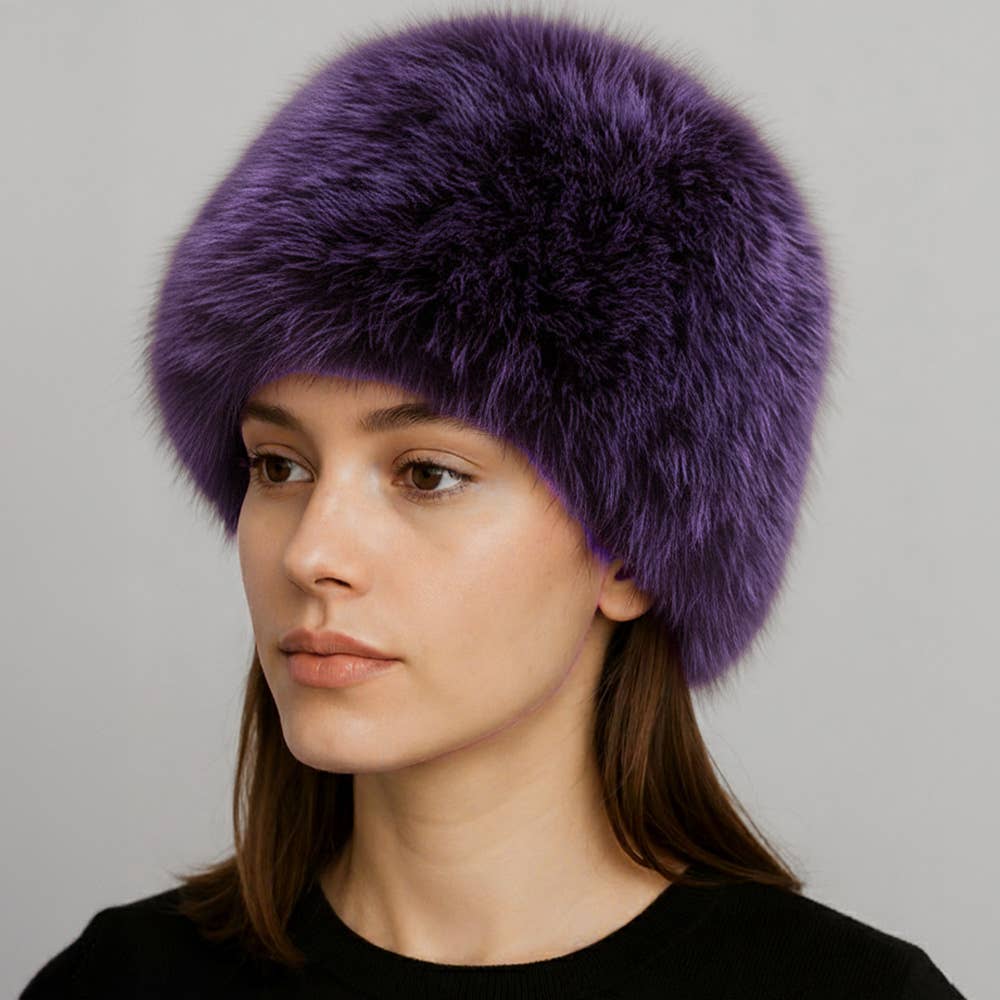 Elegant Plush Faux Fur Winter Hat: Dark,Pink