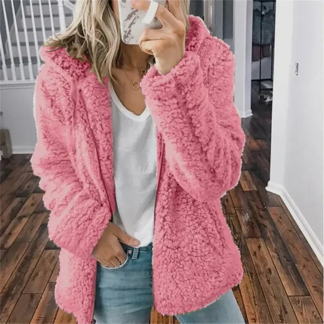 Women's Plus Size Fleece Hoodie Cardigan for Winter