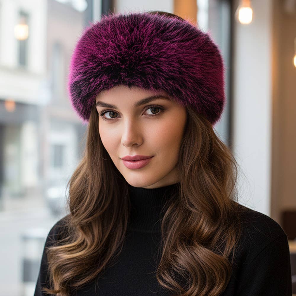 Elegant Faux Fur Winter Headband Earmuff: Mustard
