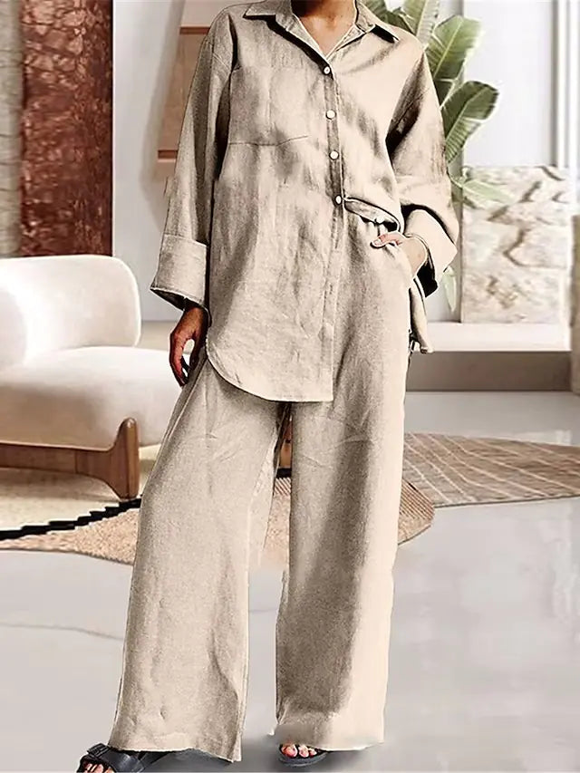 Spring Women's Loose Shirt & Pants Set