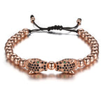 Animal Head Zircon Bracelet, Copper Bead Couple Set