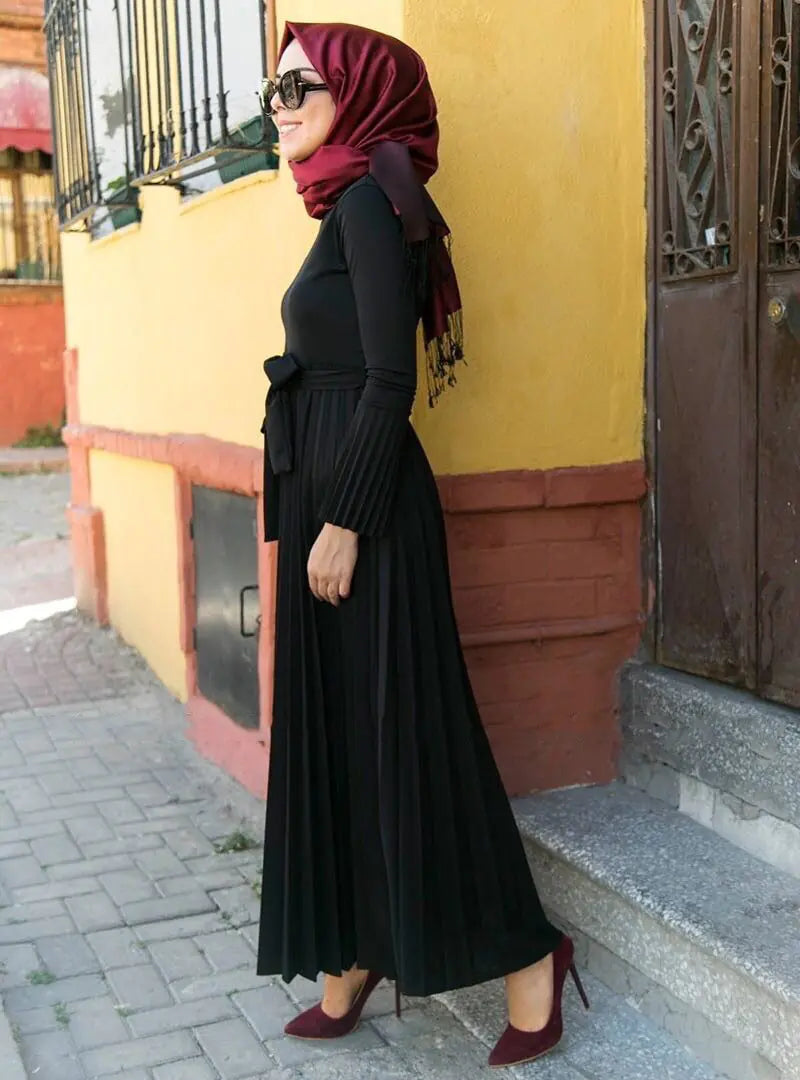 Chic Pleated Fashion Knitted Cotton Pleated Dress