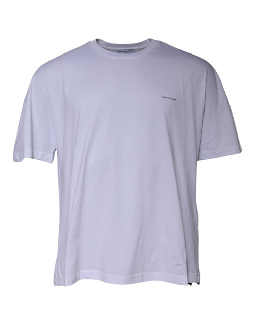 Biały T-shirt Balenciaga z bawełny z dekoltem crew neck i krótkimi rękawami z logo