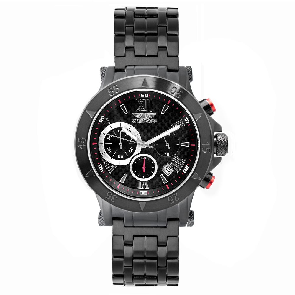 Bobroff Black Stainless Steel Dress Watch