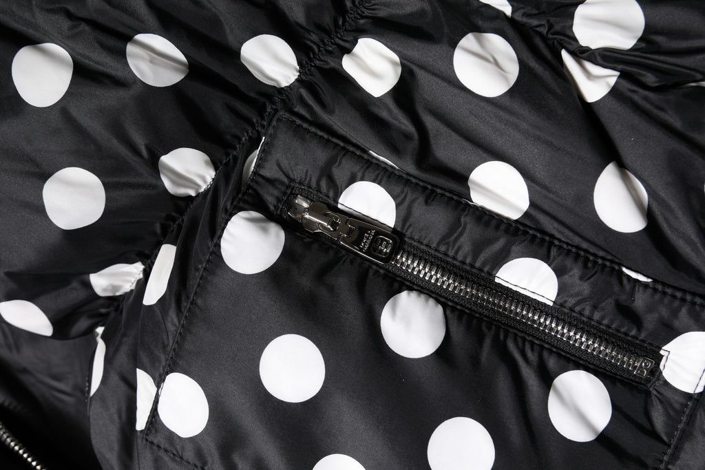 Dolce & Gabbana Black White Polka Dot Full Zip Puffer Jacket
