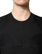 Dolce & Gabbana Black Cotton Long Sleeves A-line Mini Dress