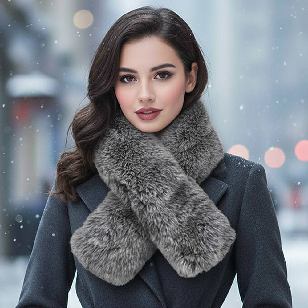 Plush Faux Fur Winter Scarf: Dark,Pink