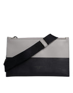 Dolce & Gabbana Black White Leather Logo Embossed Crossbody Bag