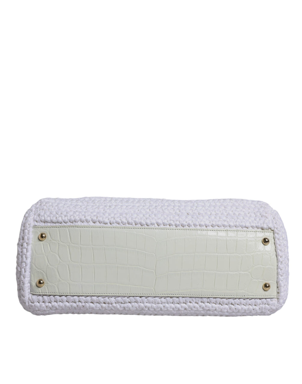 Dolce & Gabbana White Rafia Leather Top Handle Crossbody Bag
