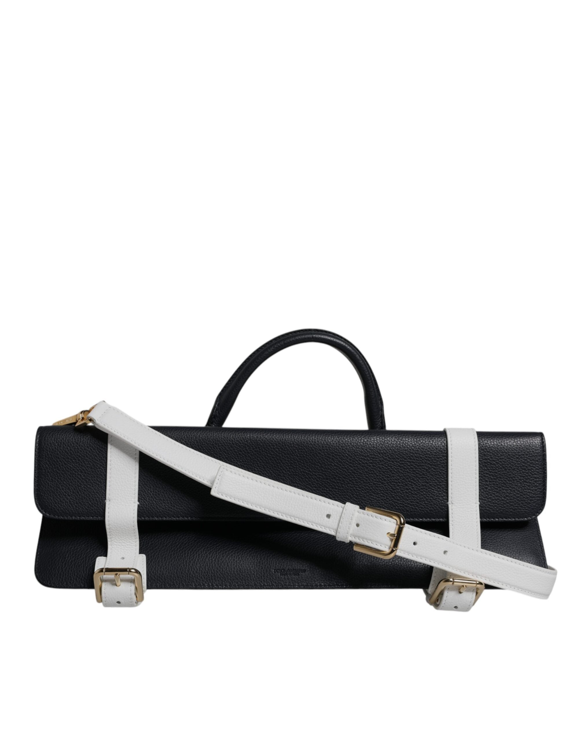 Dolce & Gabbana Blue White Calfskin Leather Crossbody Shoulder Bag