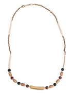 Dolce & Gabbana Black Gold Wooden Beaded Logo Pendant Necklace