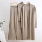 Elastic Waist Wide Leg Pants Knit Three-Piece Set