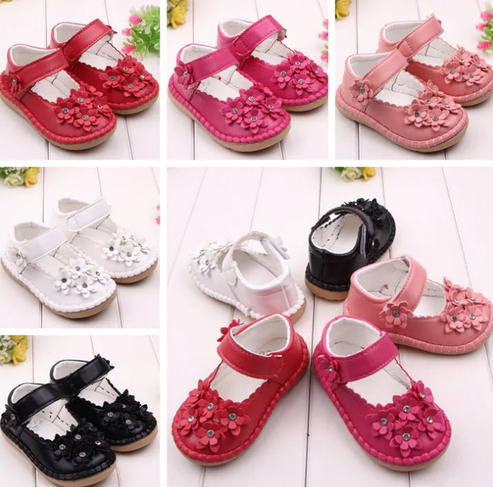 Baby Shoes with Rhinestone Flower Design