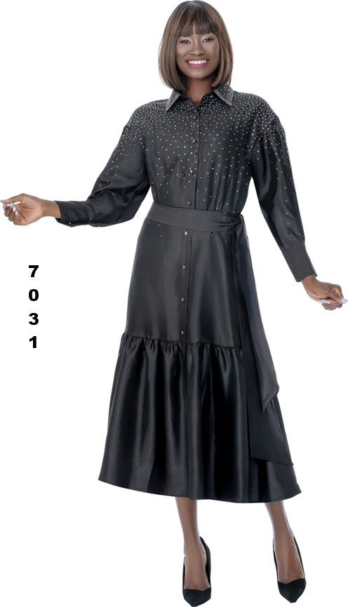 Terramina Rhinestone Embellished Shirt Dress. Style 7031