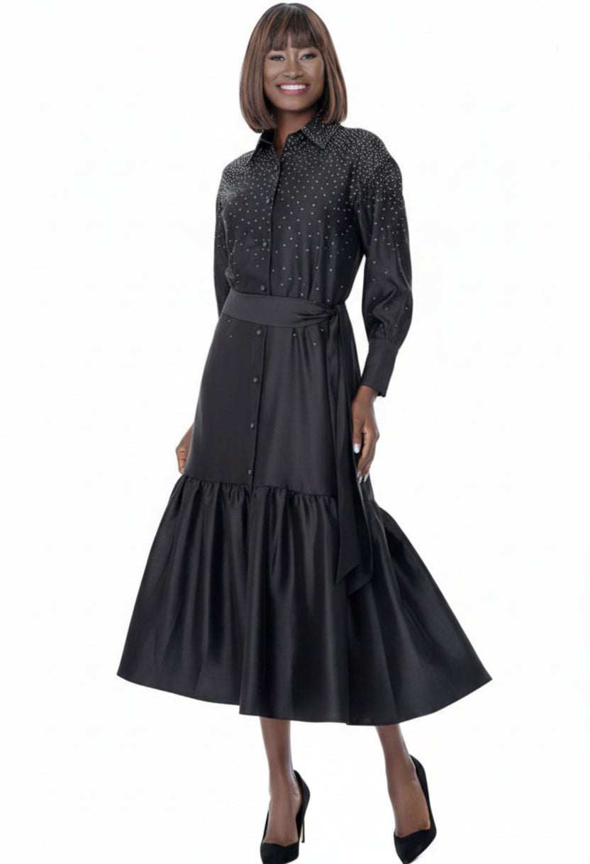 Terramina Rhinestone Embellished Shirt Dress. Style 7031