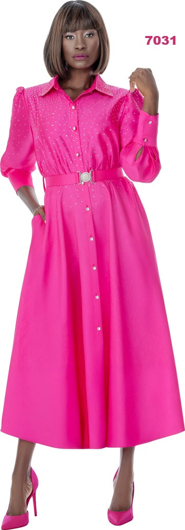 Terramina Rhinestone Embellished Shirt Dress. Style 7031