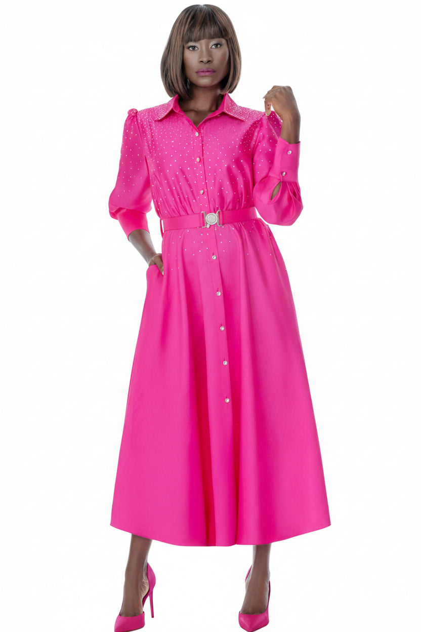 Terramina Rhinestone Embellished Shirt Dress. Style 7031