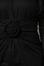 Dolce & Gabbana Black Wool Long Sleeves Sheath Midi Dress