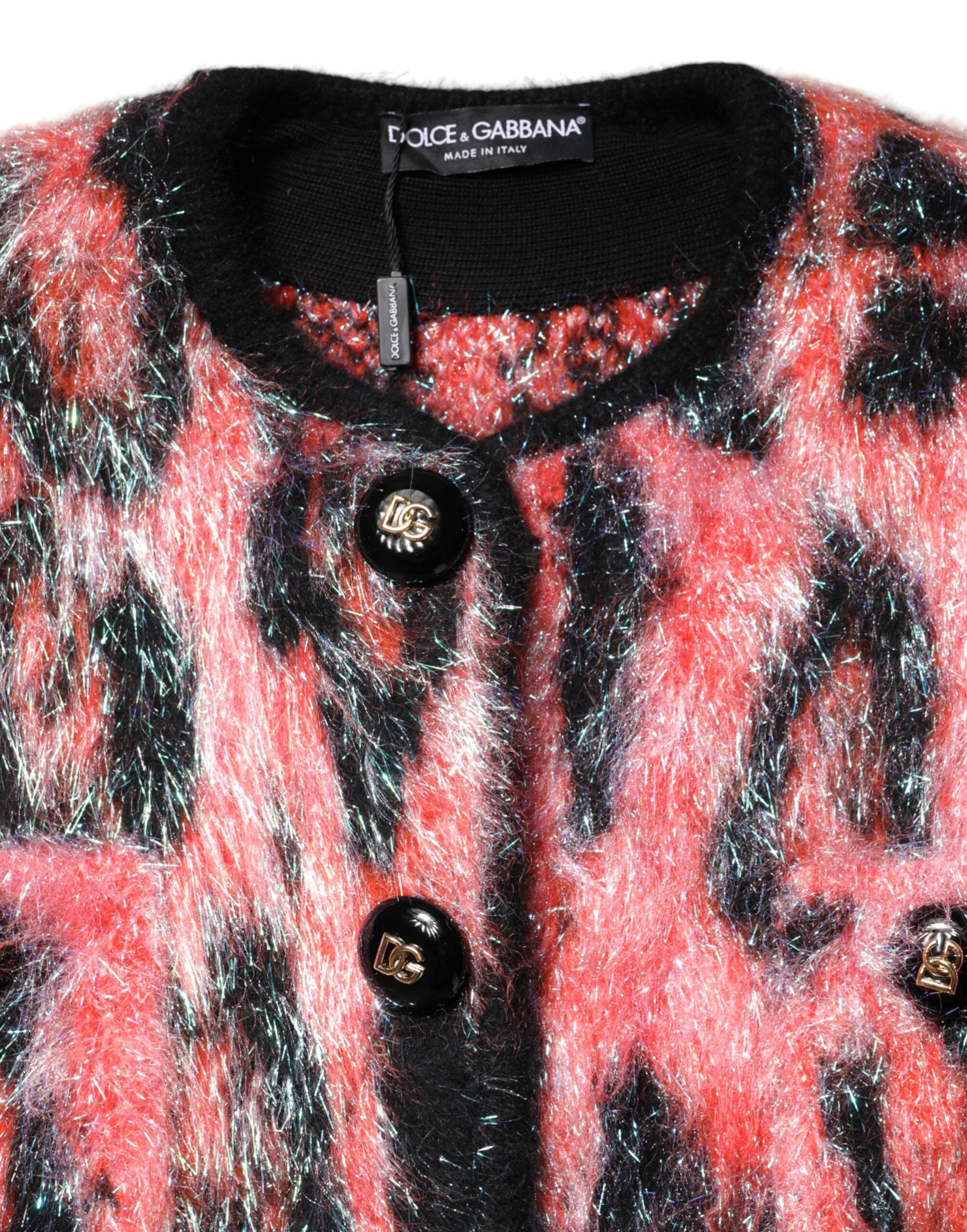 Dolce & Gabbana Red Mohair Wool Button Down Cardigan Sweater