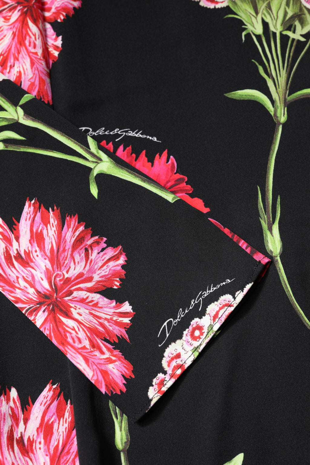 Dolce & Gabbana Czarna Kwiecista Bluzka Damska z Długim Rękawem
